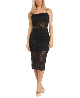 Morgan & Company Juniors' Sleeveless Midi Corset Lace Dress - Macy's