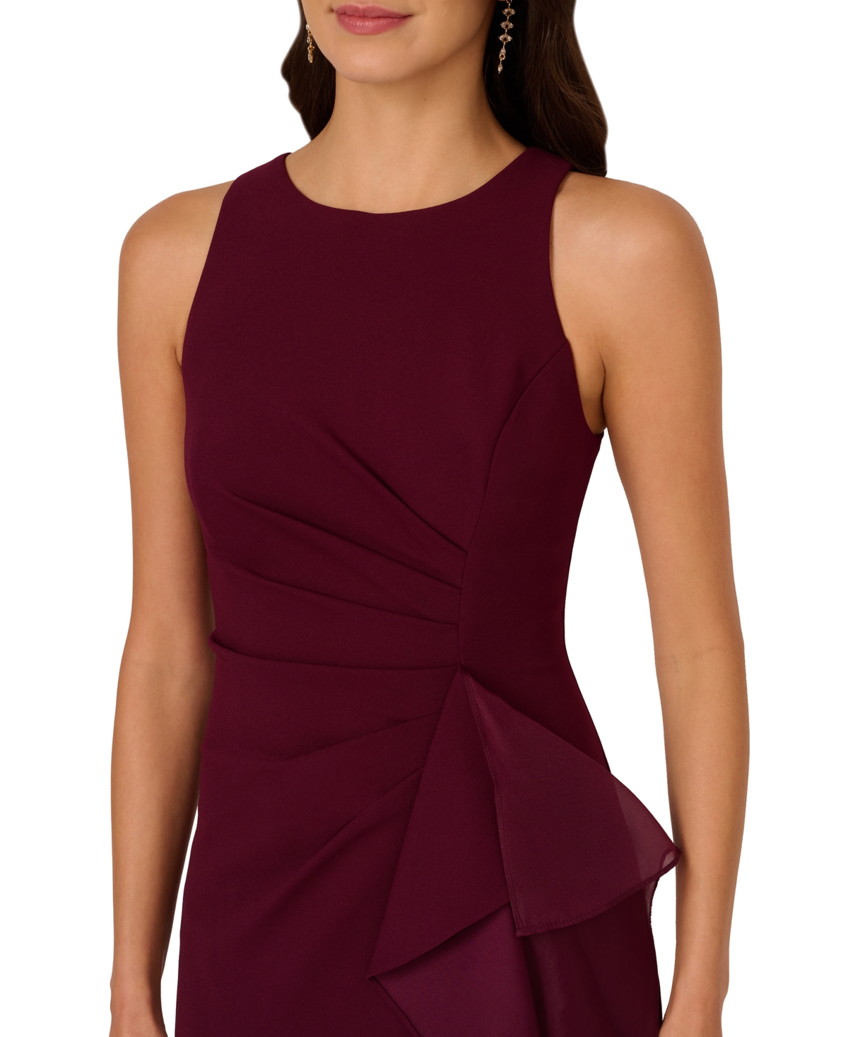 Adrianna Papell Women's Sleeveless Ruffled High-Low Gown