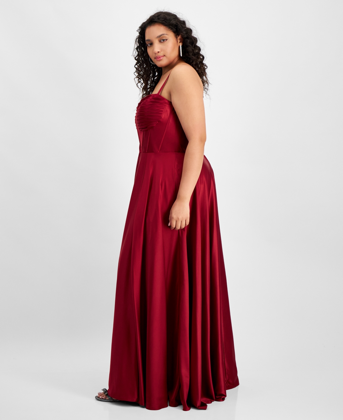 B Darlin Trendy Plus Size Satin Corset Sweetheart Gown