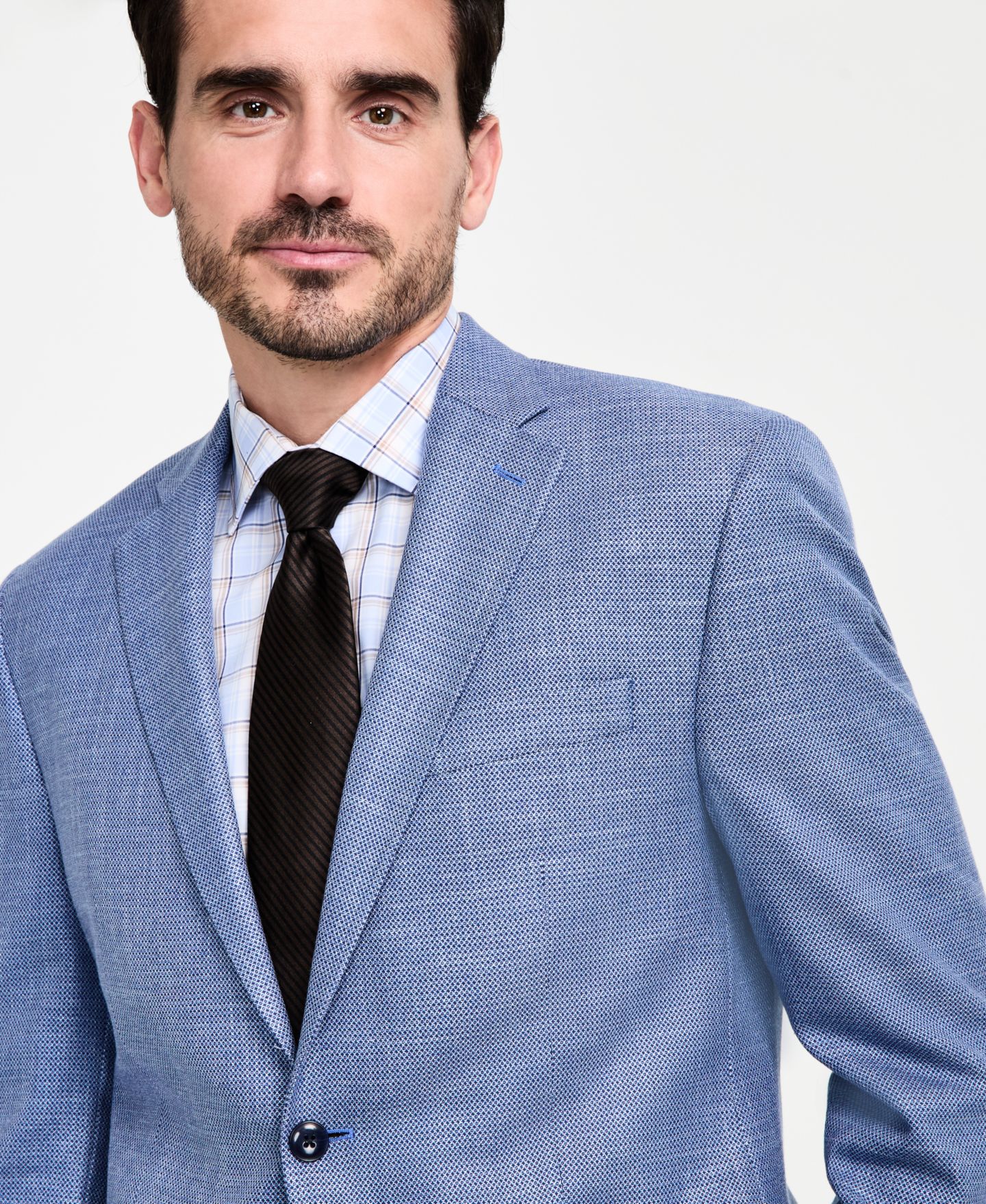 Мужской пиджак Michael Kors Classic-Fit Sport Coat, цвет: Синий / Белый — фото 3