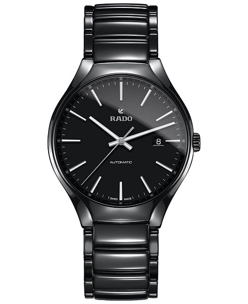 Rado Men S Swiss Automatic True Black High Tech Ceramic Bracelet Watch 40mm R27056152 Reviews All Fine Jewelry Jewelry Watches Macy S