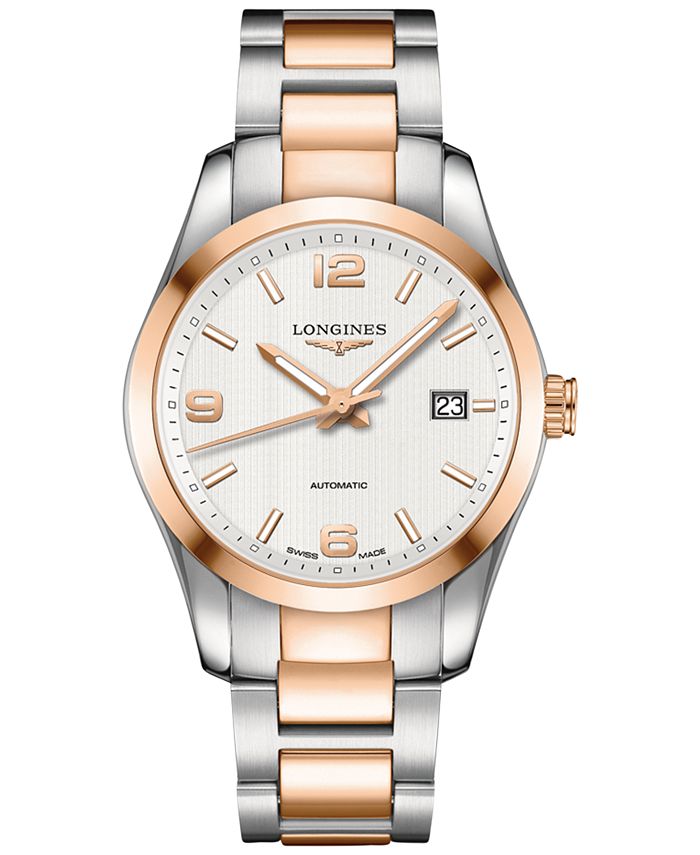 Longines Men's Swiss Automatic Conquest Classic 18k Pink Gold-Plated ...