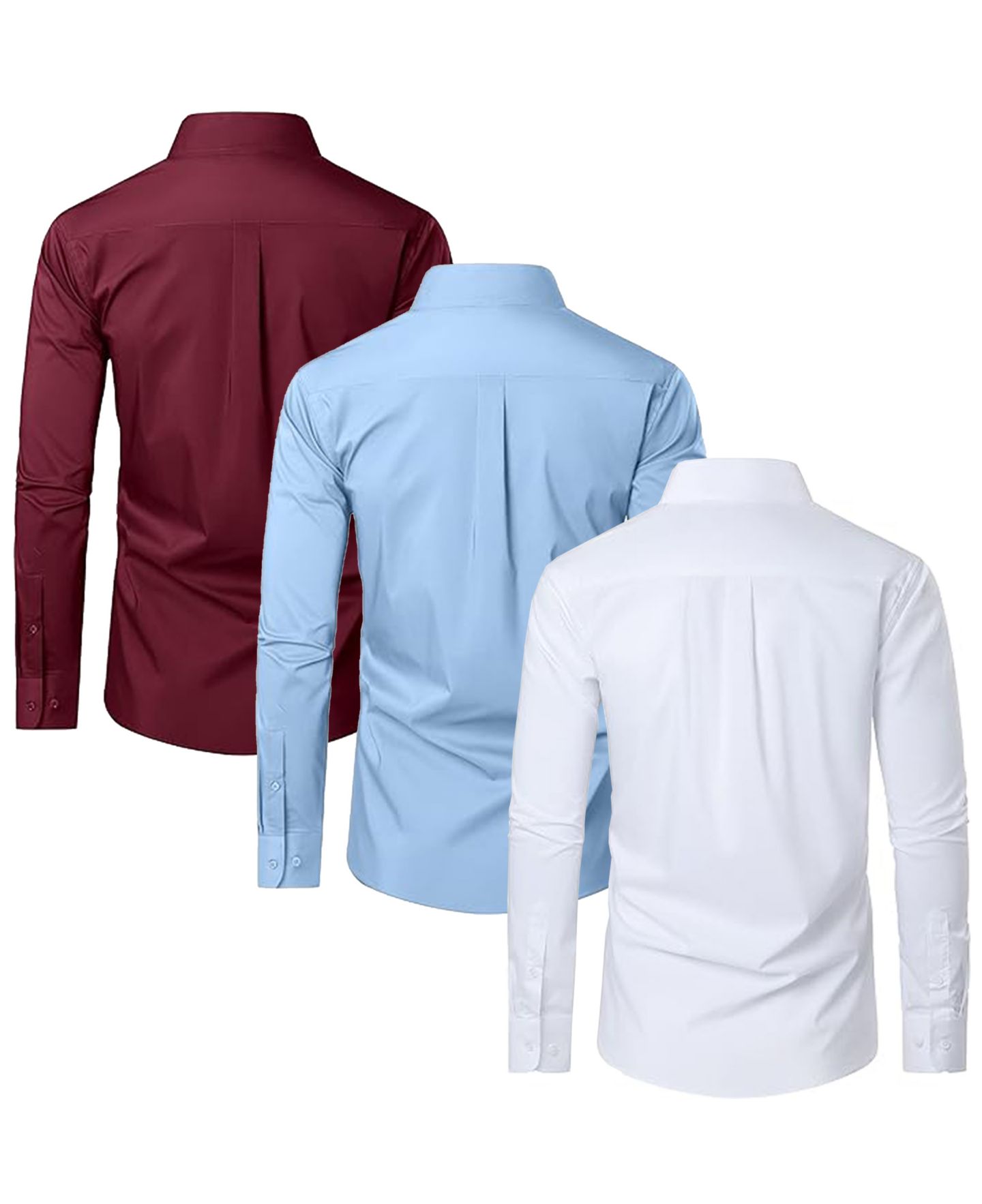 Мужские рубашки Blue Ice Long Sleeve Classic Dress Shirt- 3 Pack, цвет: Чёрный серый светлый синий — фото 9