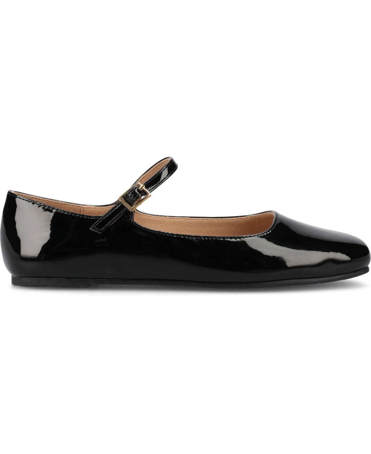 Shop Journee Collection Women's Carrie Square Toe Mary Jane Flats In Black Patent