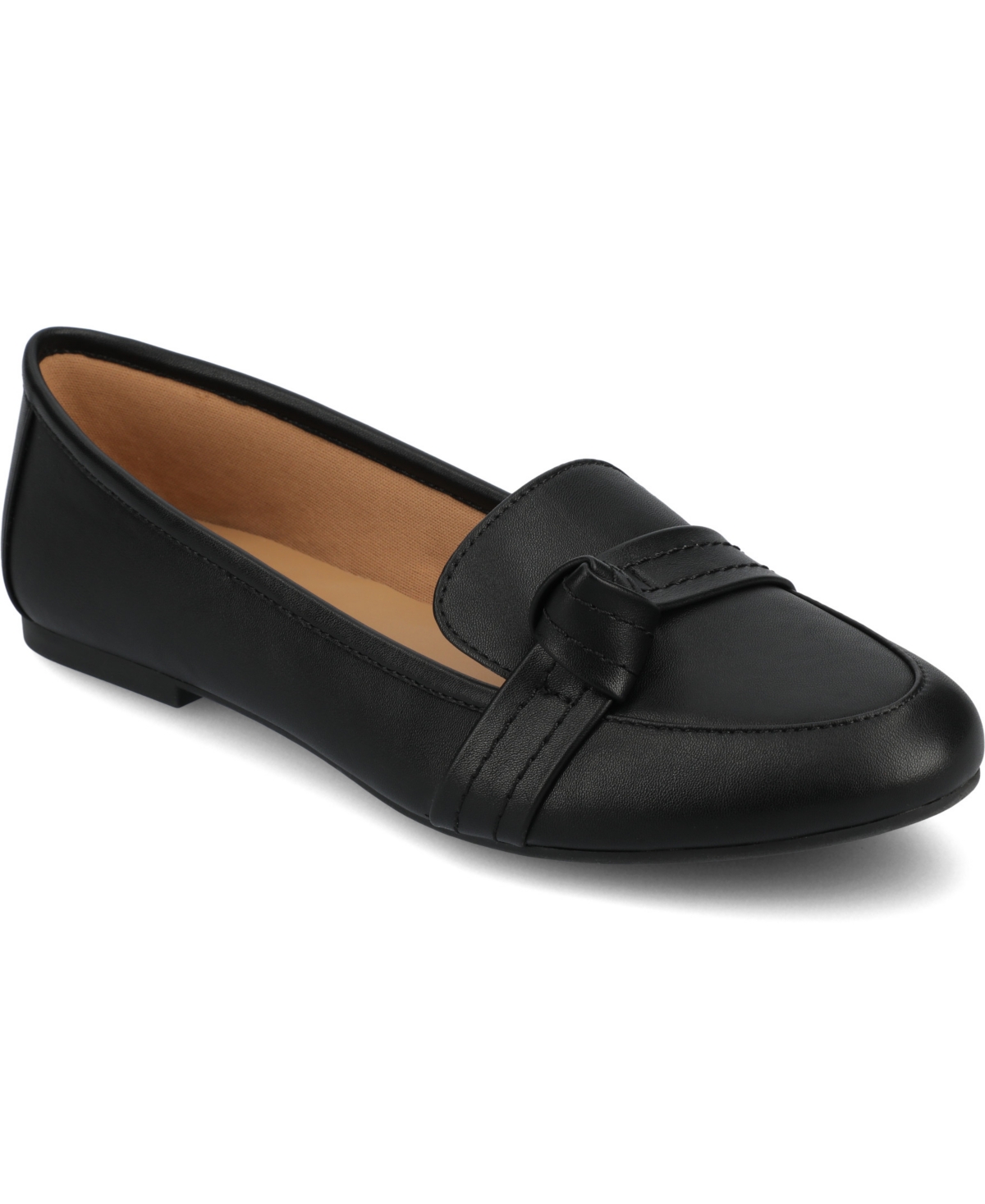 Journee Collection Marci Knotted Strap Loafer In Black Polyurethane
