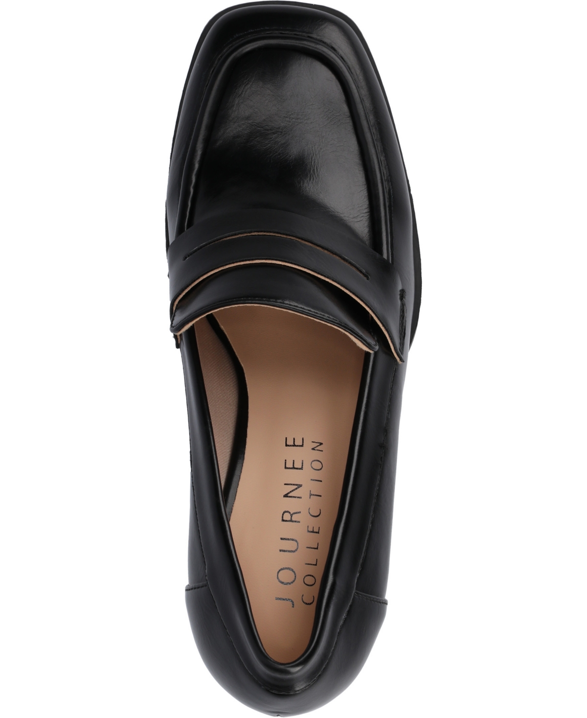 Journee Collection Journee Women's Malleah Loafer Style Stacked Heel Pumps In Black Pu