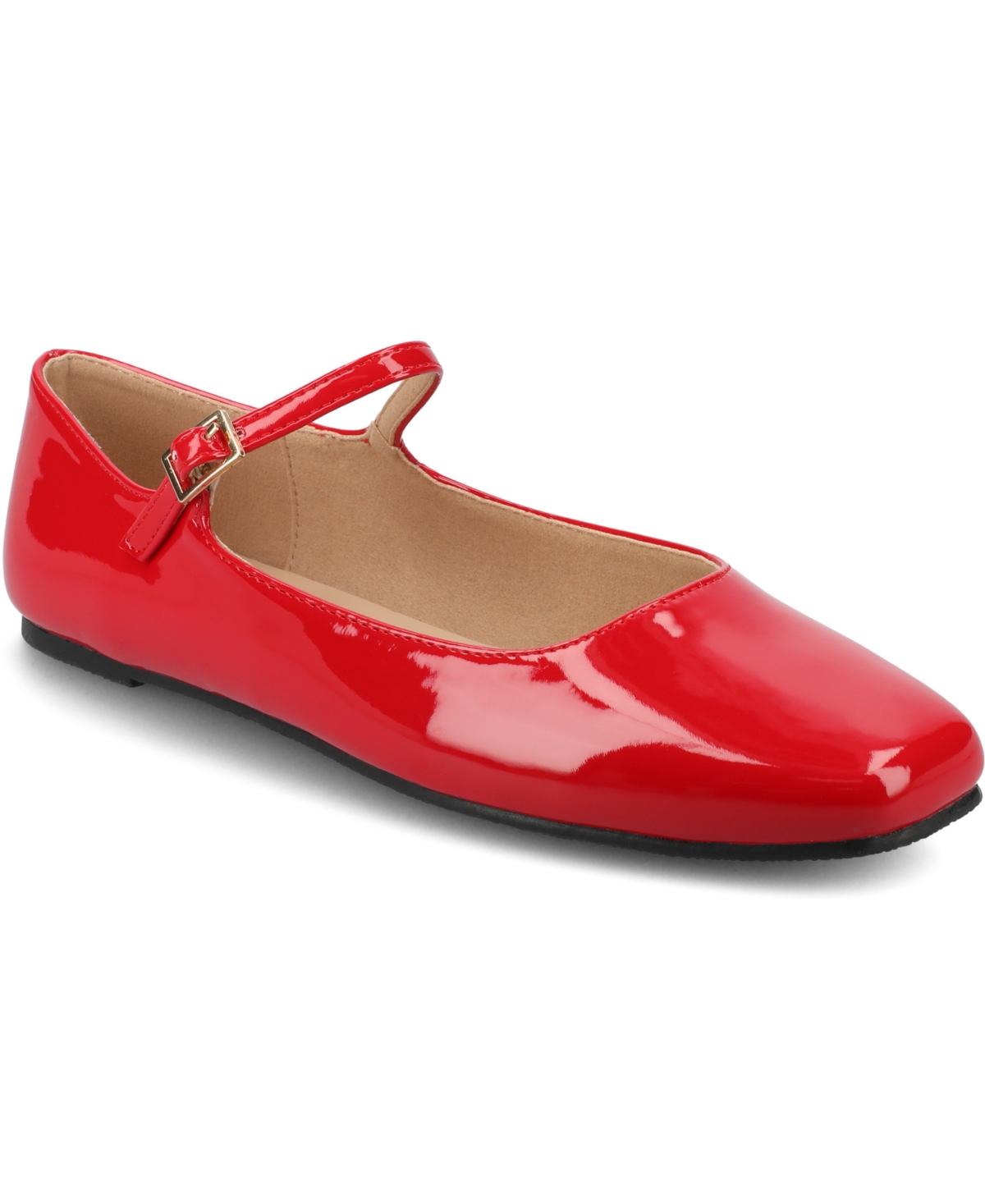 Journee Collection Carrie Mary Jane Flat In Red Patent