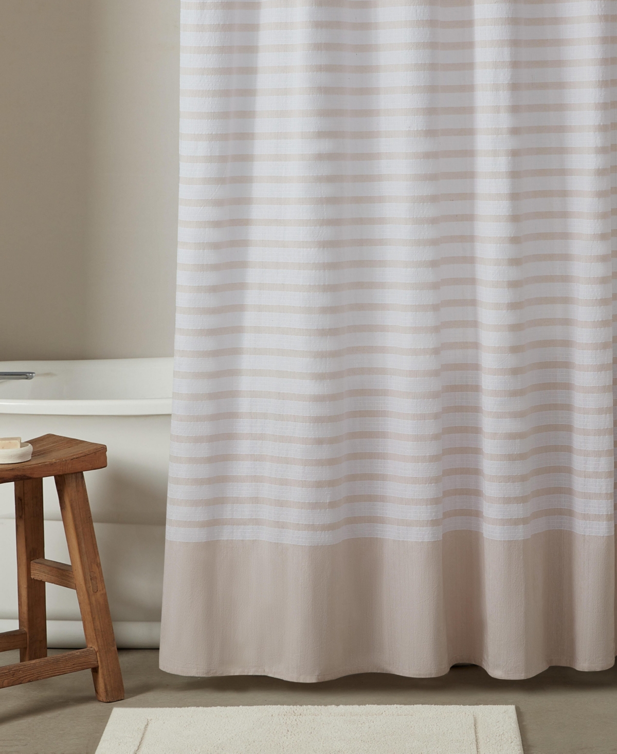Calvin Klein Modern Stripe Shower Curtain, 70" X 72" In Nude Pink