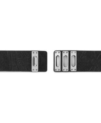 Marc Anthony Men's Black Leather Strap Bracelet in Sterling Silver, BVB1154-BOSTNA