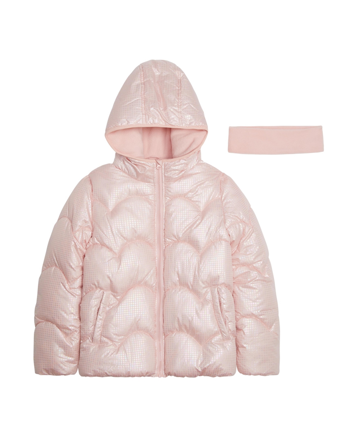 Shop Weathertamer Big Girls Iridescent Foil Puffer Jacket In Black