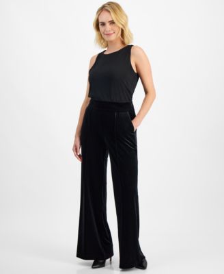 I.N.C. International Concepts - Petite Velvet High-Rise Wide-Leg Pants, Created for Macy's