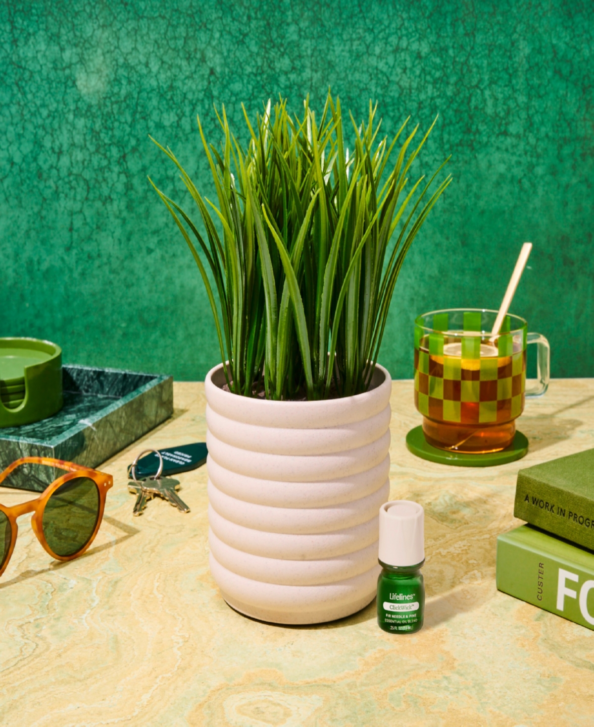 Lifelines Grass Plant Diffuser In Bubble White