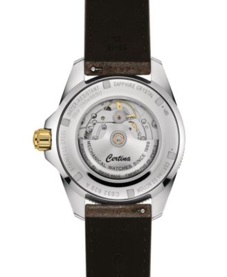 Men's Swiss Automatic DS Action GMT Powermatic 80 Brown Leather Strap Watch 41mm