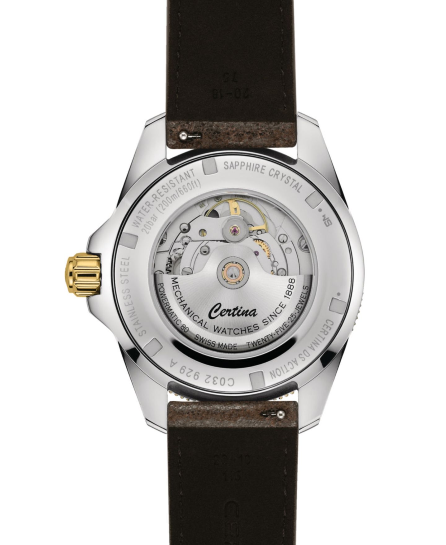 Мужские часы Certina Swiss Automatic DS Action GMT Powermatic 80 Brown Leather Strap Watch 41mm — фото 2