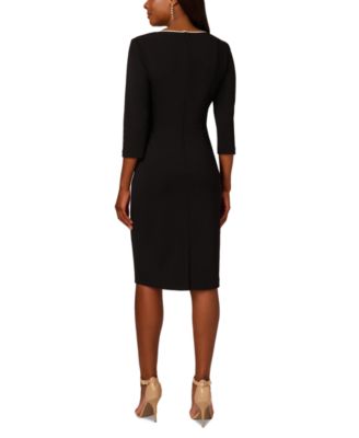Women's Contrast Trim 3/4-Sleeve Sheath Dress