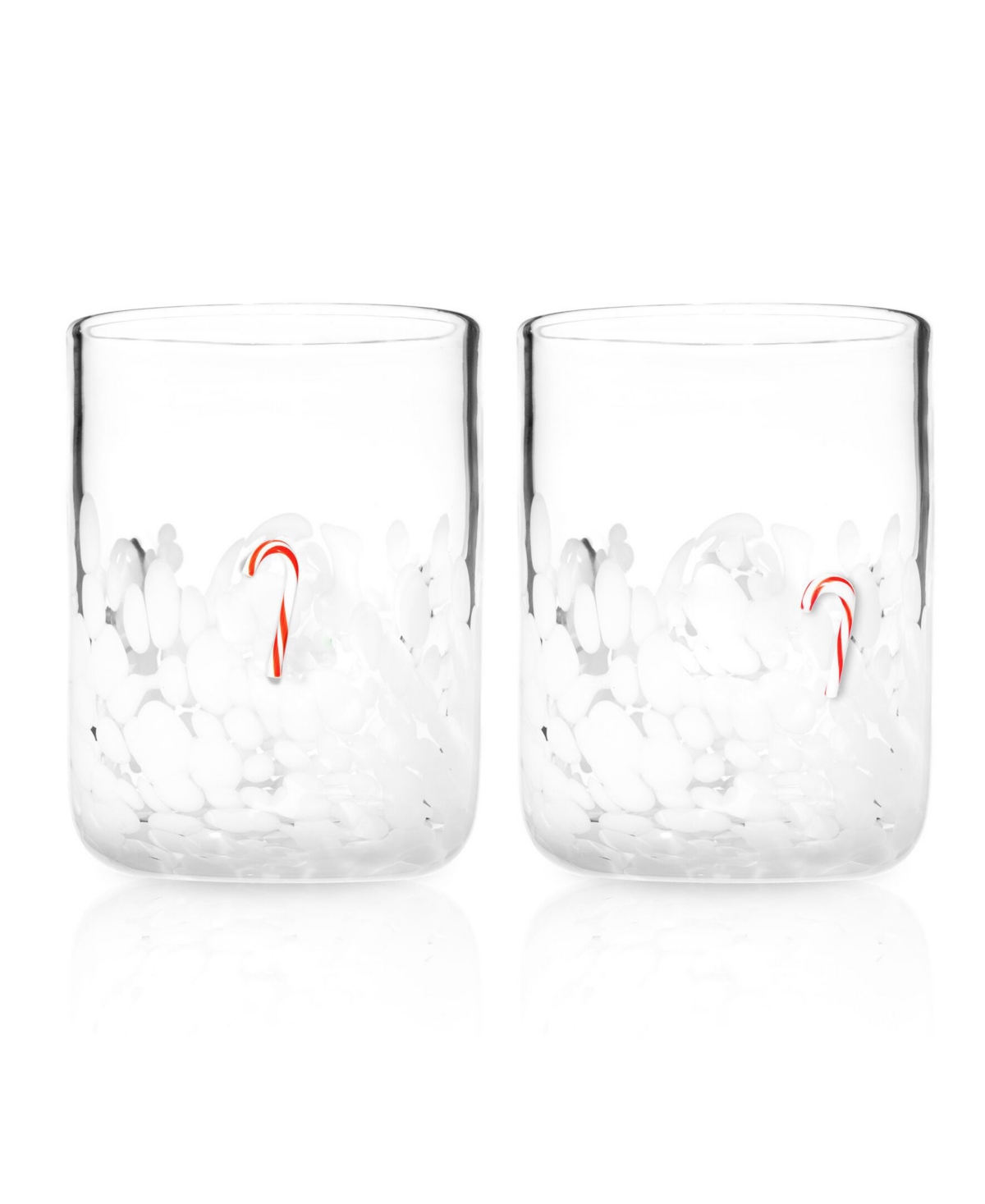Godinger Candy Cane Double Old Fashioned Glasses, Set Of 2 In White