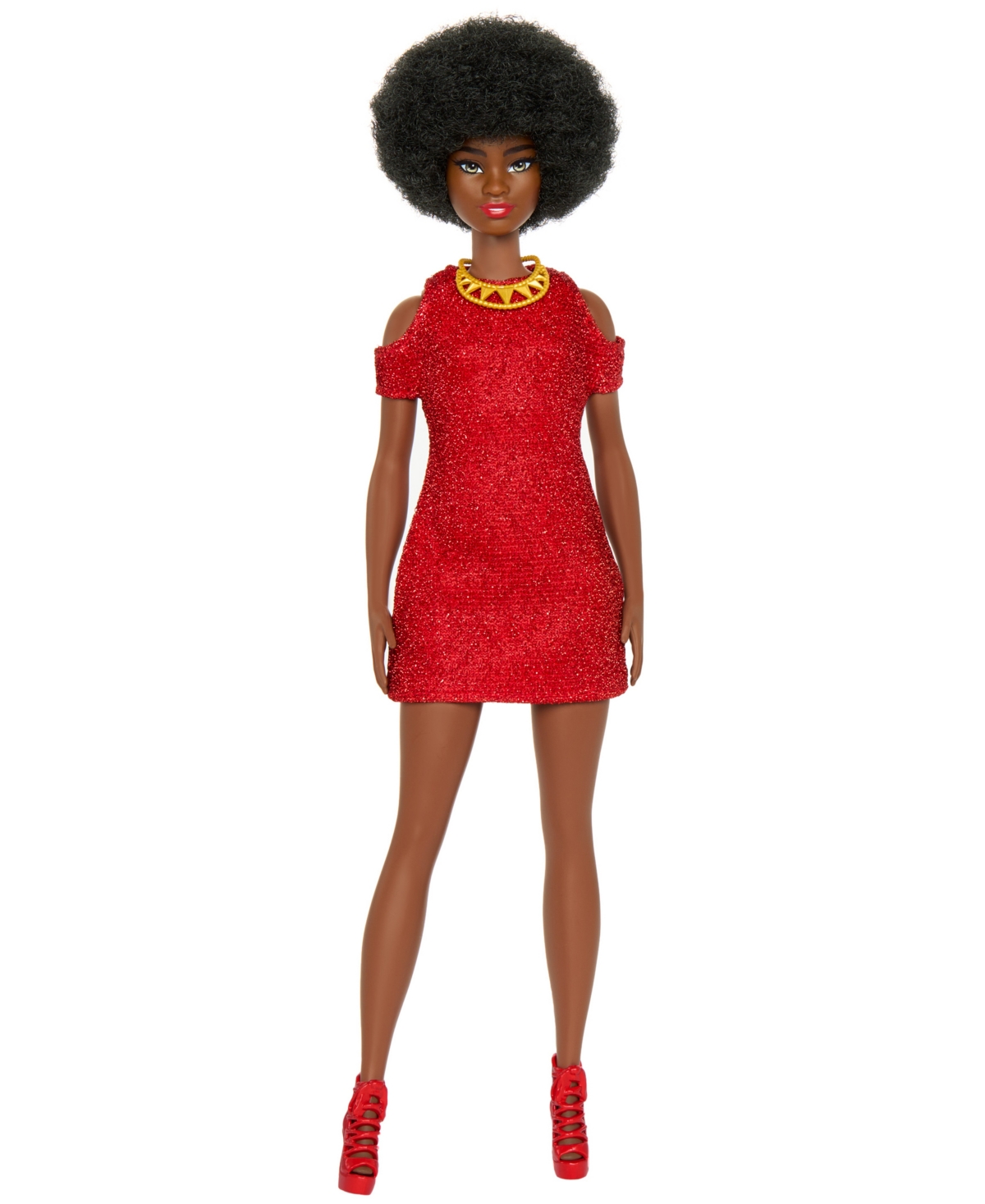 Barbie Fashionistas 65th Anniversary Doll 221 with Natural Black Hair, Red Dress Accessories - Multi-color