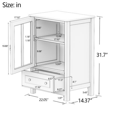 Buffet Storage Cabinet With Single Glass Doors And Unique Bell Handle