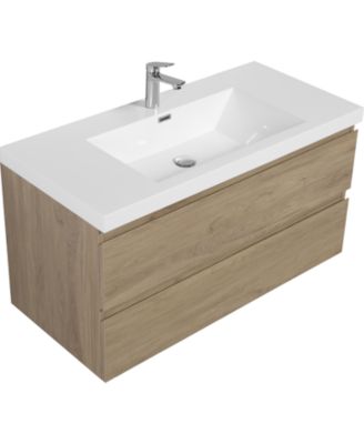 42" Wall-Mounted Vanity with Resin Sink & Drawers