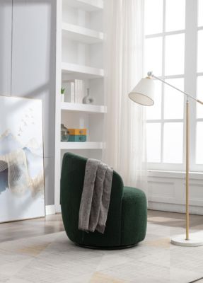 Teddy Fabric Swivel Barrel Chair with Metal Ring