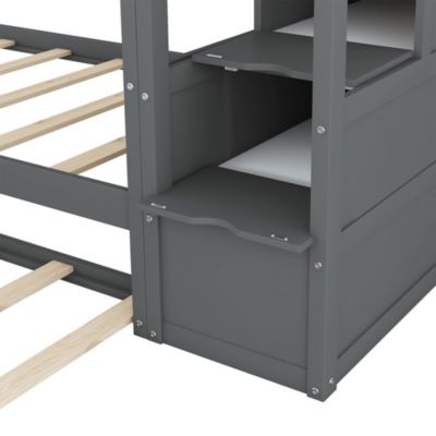Twin-Over-Twin Bunk Bed With Twin Size Trundle And 3 Storage Stairs
