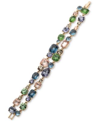 Givenchy Gold-Tone Multicolor Crystal & Stone Double-Row