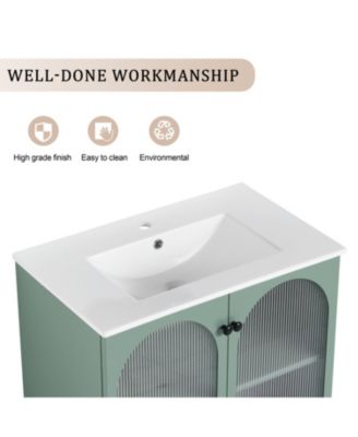 30" Freestanding Vanity with Ceramic Sink, Unique Design