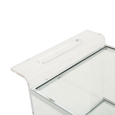 37.25" Acrylic, Tempered Glass 2 Shelves, Mobile Frame, Elegant Design Serving Cart