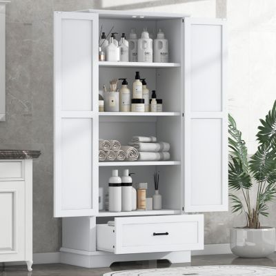 Tall Bathroom Cabinet with Adjustable Shelf and Drawer