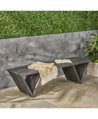 Modern Acacia Wood Bench with Open Slat Design for Outdoor Spaces