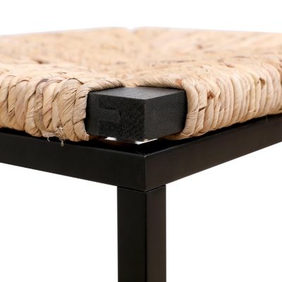 2 Water Hyacinth Woven Bar Stools With Footrest