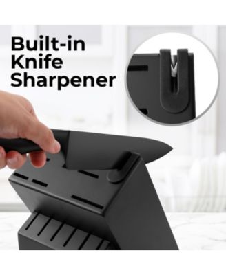 15 Piece Stainless Steel Knife Set with Block and Sharpener