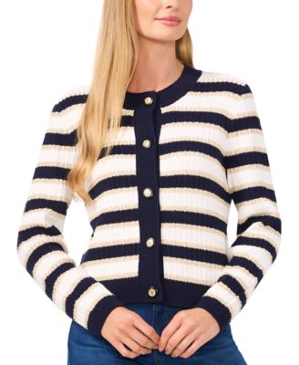 CeCe - Women's Striped Cardigan