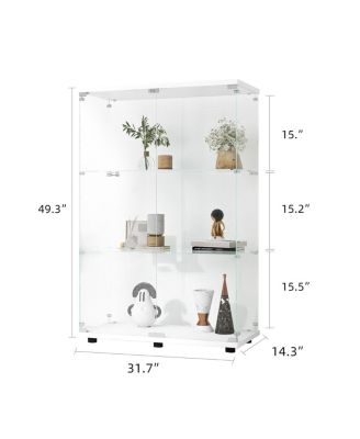 Glass Display Cabinet with 3 Shelves