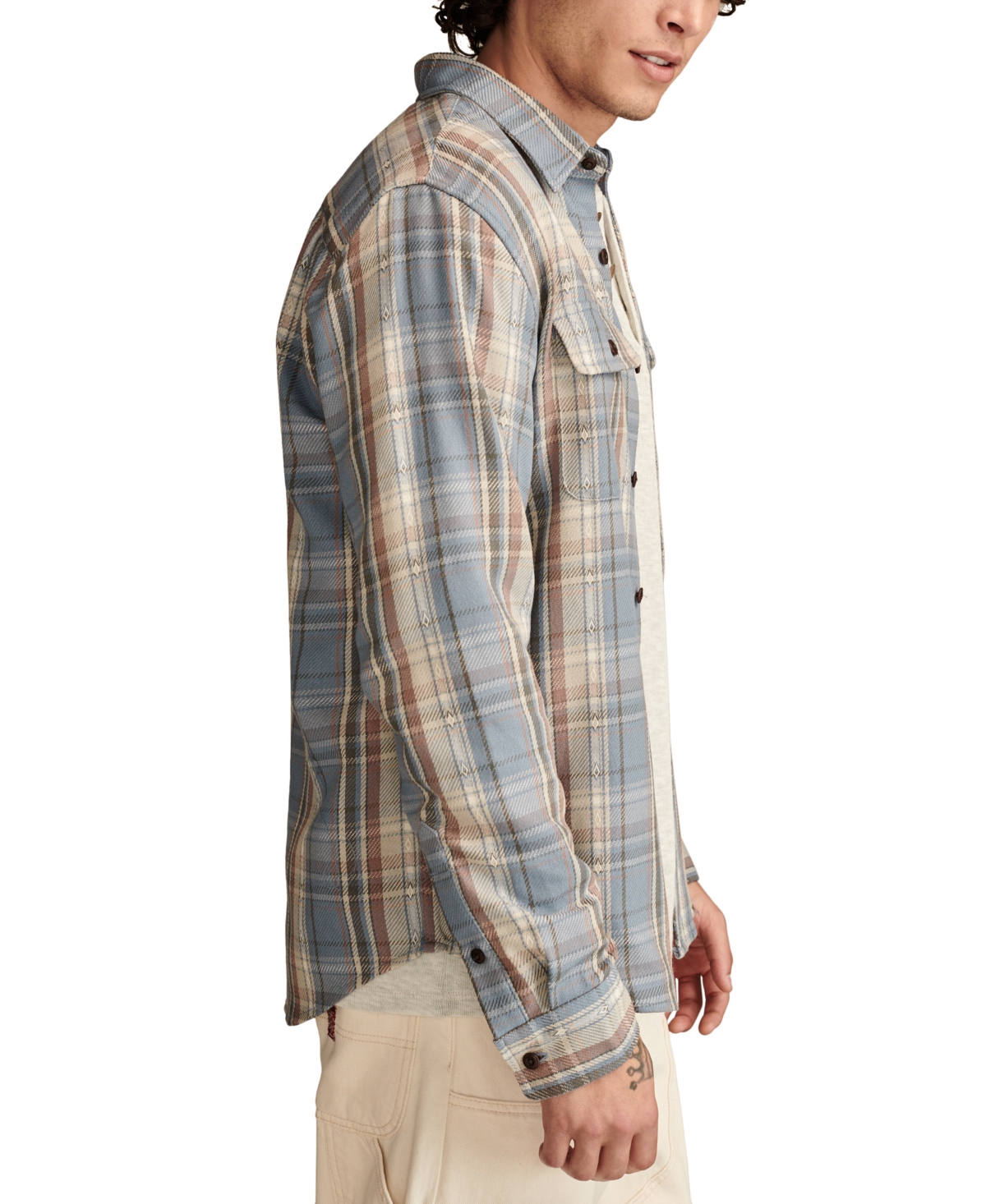Lucky Brand Men's Vintage-Inspired Long Sleeve Button-Front Plaid Shirt