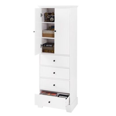 Storage Cabinet with 2 Doors, 4 Drawers - MDF, Painted Finish