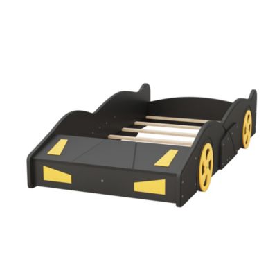 Streamdale Blue & Yellow Race Car Platform Bed with Storage - Twin