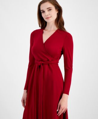 Anne Klein Women's Serenity Faux-Wrap Midi Dress - Macy's