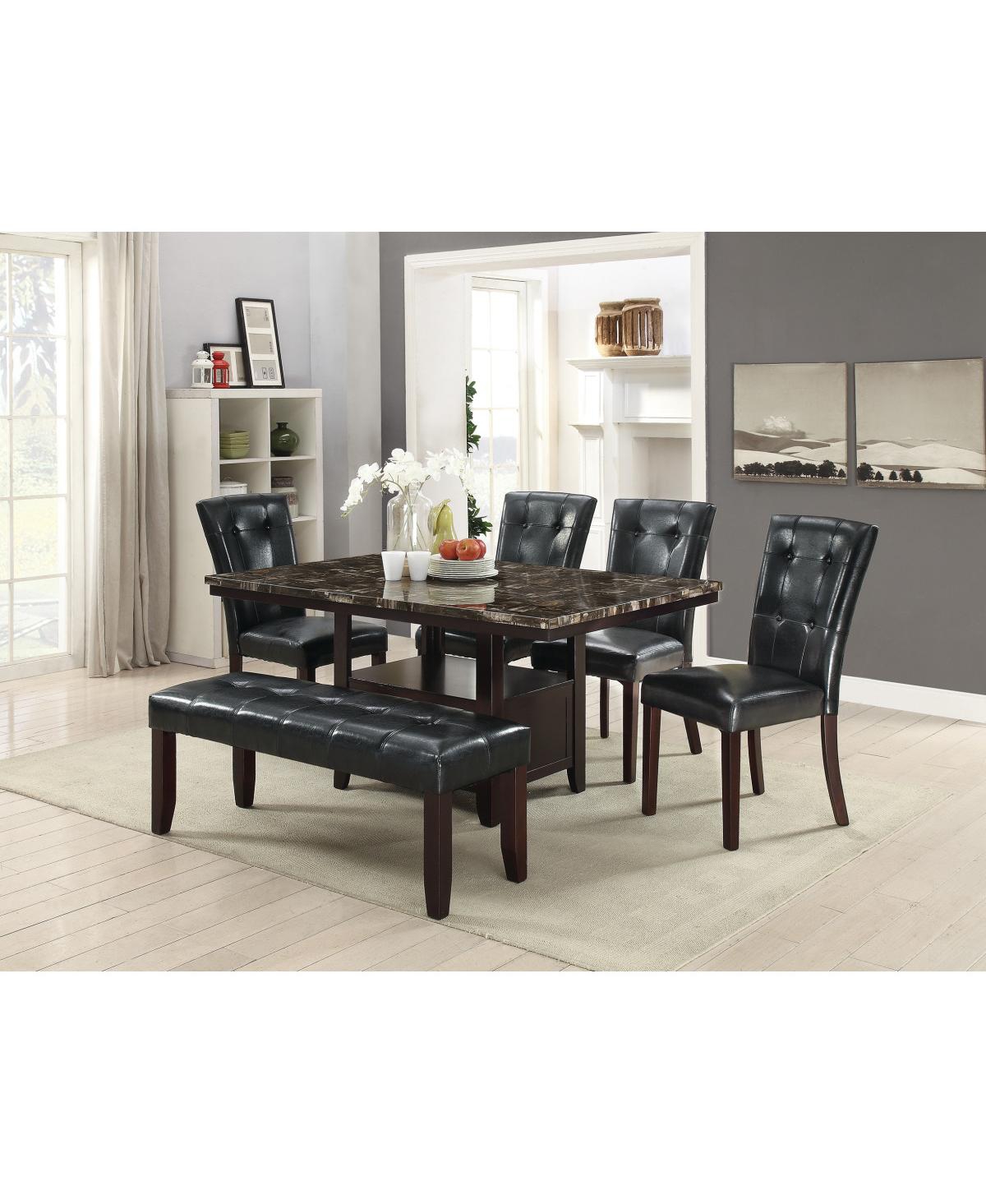 Streamdale Furniture Modern Parson ChairsFaux Leather Tufted Set Of Side Chairs Dining Seatings - Black