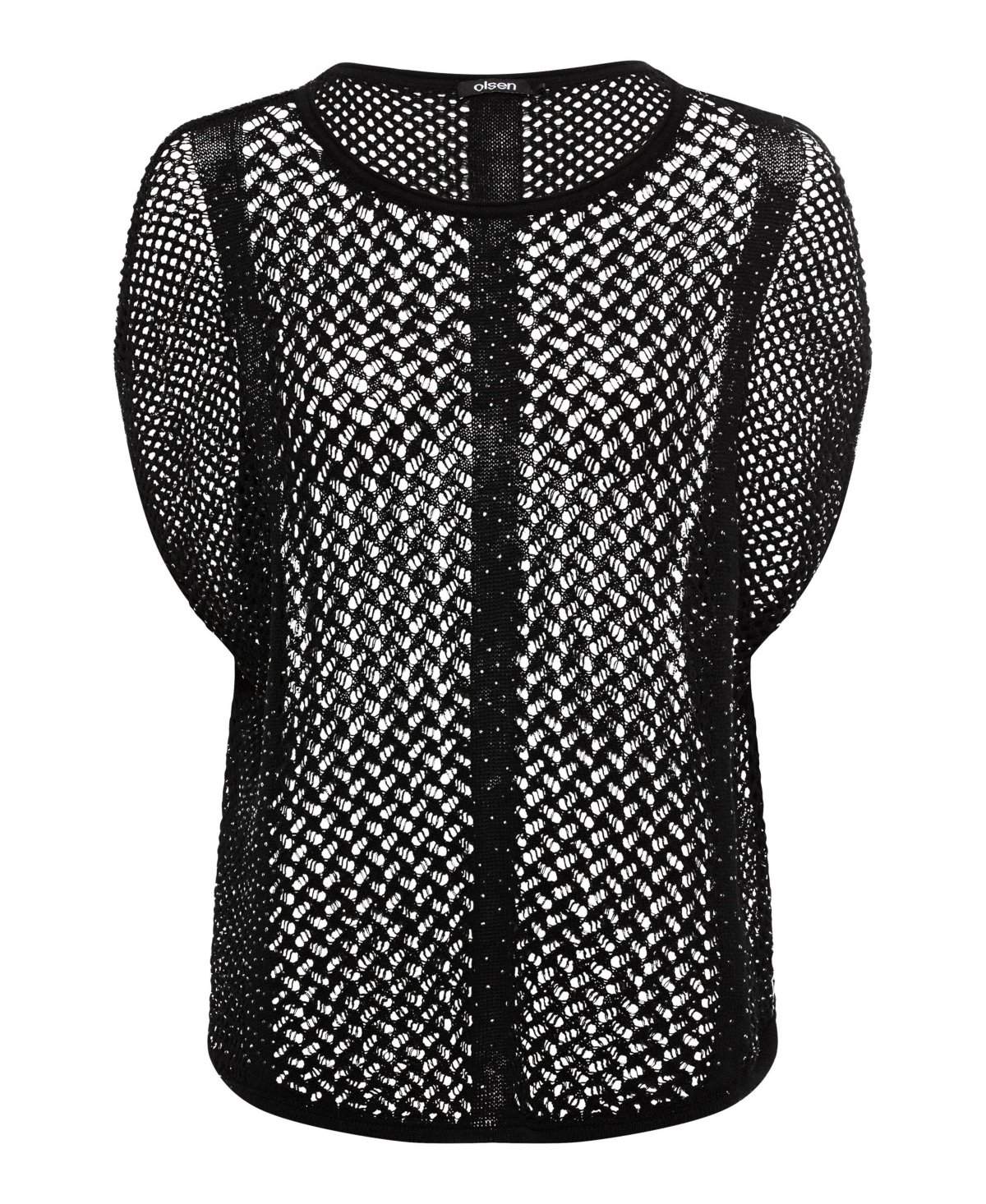 Olsen Women's Cotton Blend Open Crochet Knit Dolman Pullover