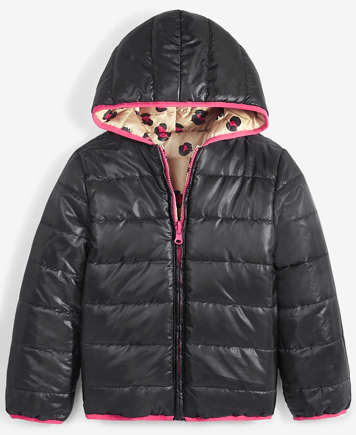 Epic Threads Girls Pop Leopard-Print Reversible Full-Zip Hooded Puffer Jacket, Created for Macy's