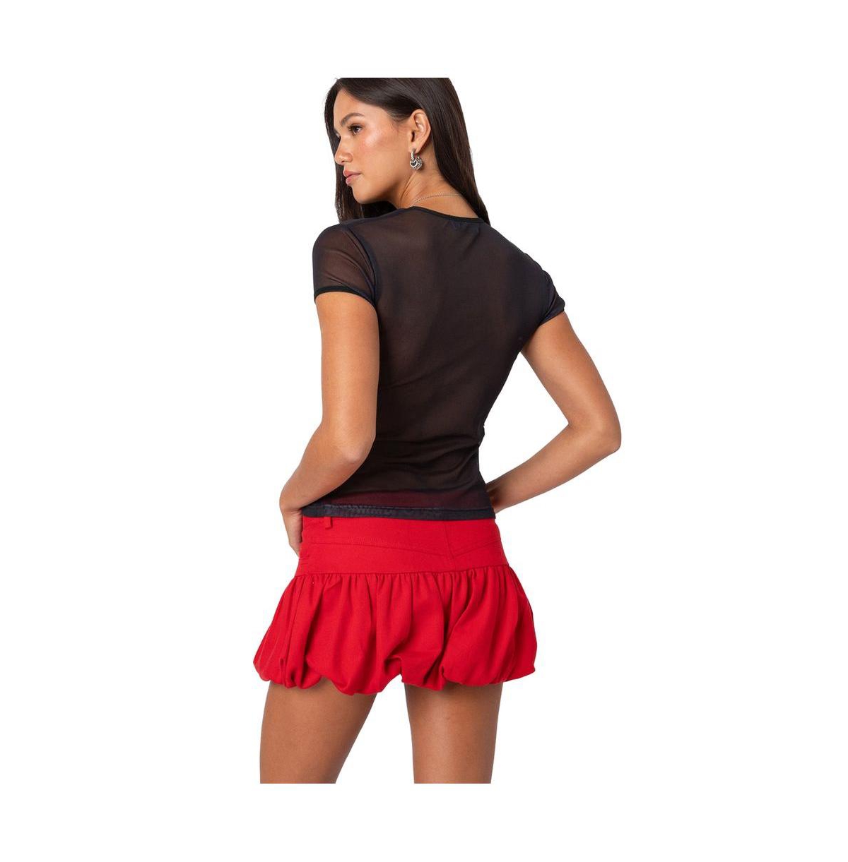 Edikted Women's Aloha sheer mesh T shirt