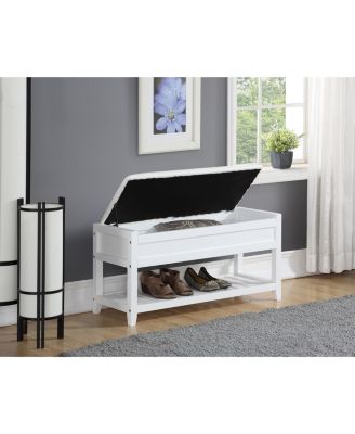 Rouen Seating Bench with Shoe Storage, White