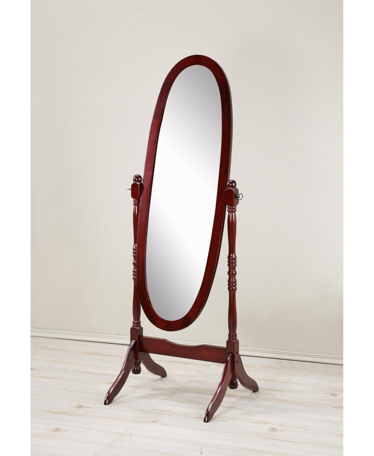 Streamdale Furniture Traditional Queen Anna Style Wood Floor Cheval Mirror,Finish - Cherry