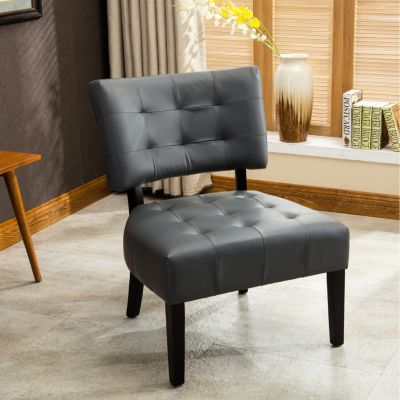 Blended Leather Tufted Accent Chair with Oversized Seating