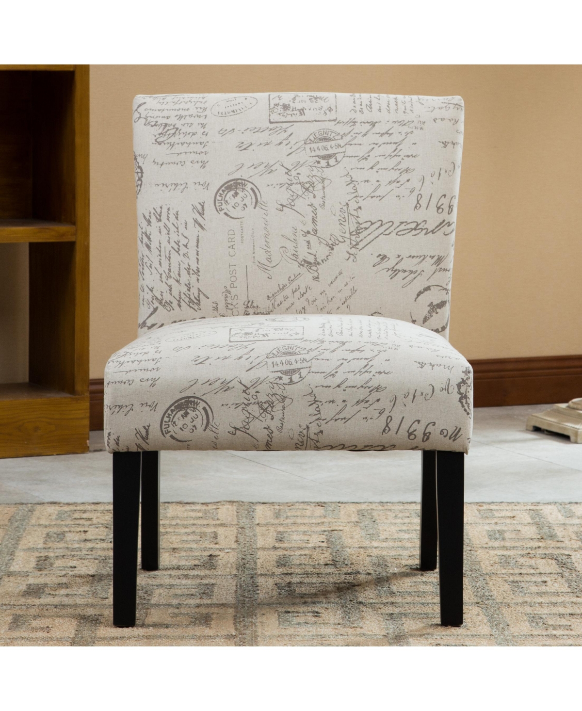 Simplie Fun English Letter Print Fabric Armless Contemporary Accent Chair