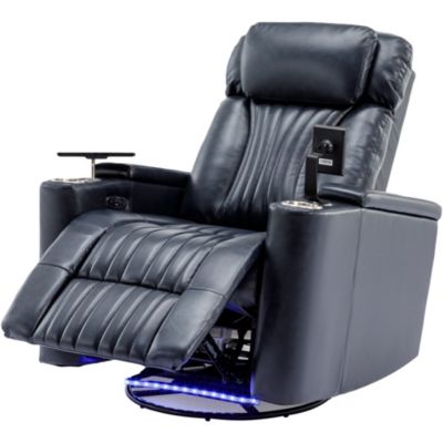Streamdale Blue Power Swivel Recliner with Storage & LED Light