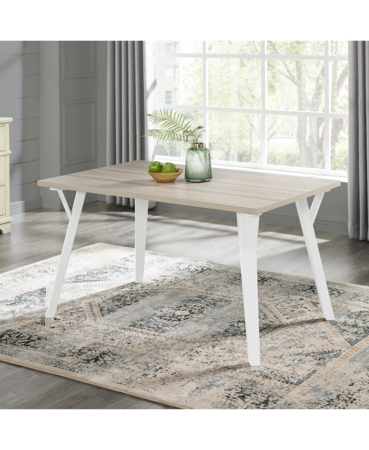 Streamdale Furniture Alwynn Contemporary Rectangular Dining Table, White and Natural Wood