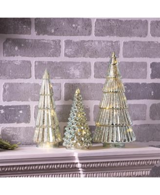 LED Tree (Set of 3) 7.25"H, 9.5"H, 11.5"H Glass 3 AA Batteries Not Included 6 Hr Timer