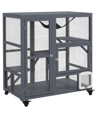 Indoor Cat Enclosure on Wheels, Cat House with Openable Top,